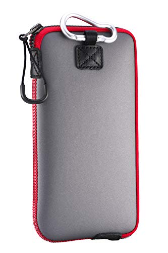 OneJoy Handyhülle Handyhülle Neopren Handytasche für iPhone 14 Pro Max, Google Pixel 7, Galaxy Z Fold 4 AJ10-5328 GrauRot 17cm x 9cm von OneJoy