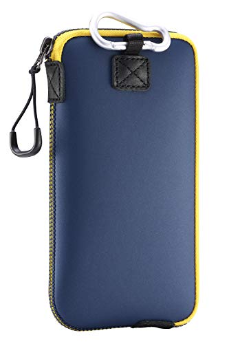 OneJoy Handyhülle Handyhülle Neopren Handytasche für iPhone 14 Pro Max, Google Pixel 7, Galaxy Z Fold 4 AJ10-5778 NavyYellow 17cm x 9cm von OneJoy