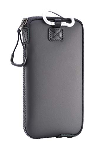 OneJoy Neopren Handytasche mit Karabiner, Stoßdämpfende Handyhülle mit großer Reißverschlussöffnung & Innentasche, passend für 6,1–6,9 Zoll Smartphones [ Farbe: Carbon ] von OneJoy