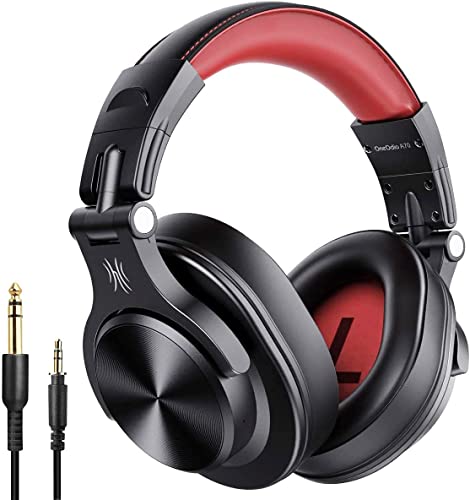 OneOdio Bluetooth Kopfhörer Over Ear, 72 Stdn HiFi Stereo Kopfhörer Kabellos, Wireless Headphones mit 6.35mm & 3.5mm Klinke für Studio DJ Handy PC AMP - Rot von OneOdio