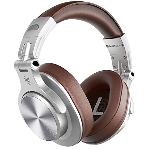 OneOdio Bluetooth Kopfhörer Over Ear, 72 Stdn HiFi Stereo Kopfhörer Kabellos, Wireless Headphones mit 6.35mm & 3.5mm Klinke für Studio DJ Handy PC AMP - Silber Braun von OneOdio