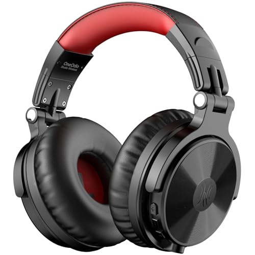 OneOdio Bluetooth Kopfhörer Over Ear [Bis zu 110 Std & BT 5.2] Kopfhörer Kabellos Bluetooth mit 50mm Treiber, HiFi Stereo Faltbares Wireless Headphones mit Mikrofon für Laptop/Handy/PC - Rot von OneOdio