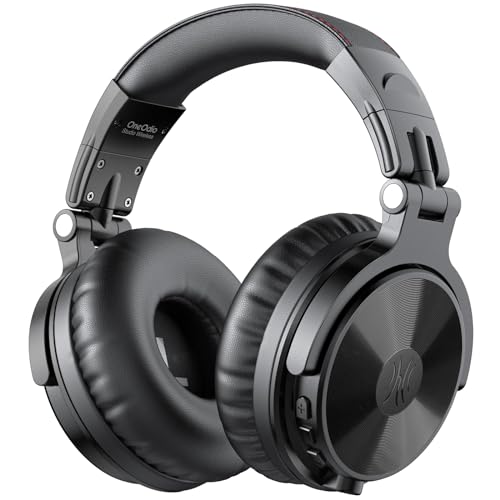 OneOdio Bluetooth Kopfhörer Over Ear [Bis zu 110 Std & BT 5.2] Kopfhörer Kabellos Bluetooth mit 50mm Treiber, HiFi Stereo Faltbares Wireless Headphones mit Mikrofon für Laptop/Handy/PC - Schwarz von OneOdio