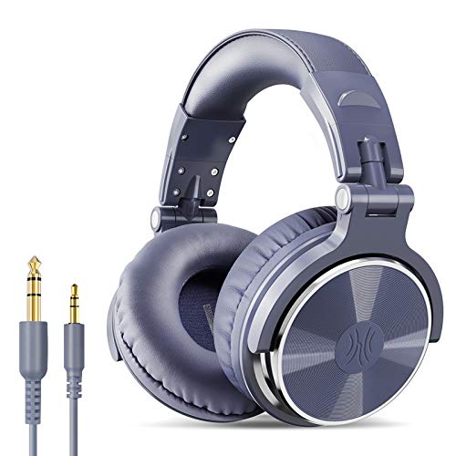 OneOdio Kopfhörer, geschlossener DJ-Kopfhörer zum Steuern und Mixen, Kopfhörer aus Leder, Schallisolierung, Bewegung um 90 ° drehbar, Stereo, tragbar auf das Ohr (Kobaltblau) von OneOdio