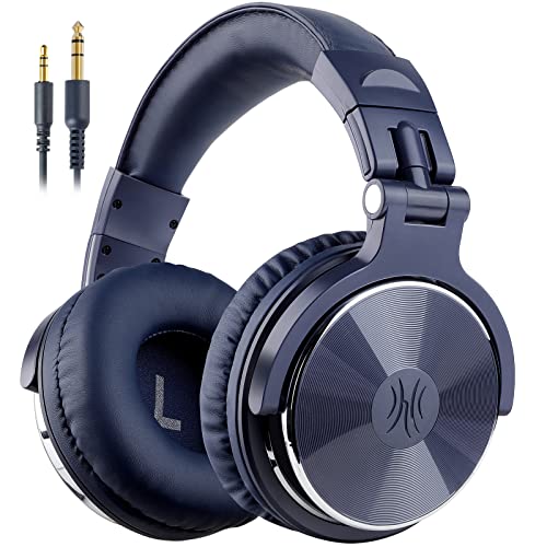 OneOdio Over Ear Kopfhörer mit Kabel, 50mm Treiber, Bassklang, 6.35 & 3.5mm Klinke, Share-Port, Geschlossene Studio Headphones für DJ, Podcast, Monitor, Handy, PC, MP3/4 (Pro-10 Blau) von OneOdio