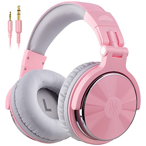 OneOdio Over Ear Kopfhörer mit Kabel, 50mm Treiber, Bassklang, 6.35 & 3.5mm Klinke, Share-Port, Geschlossene Studio Headphones für DJ, Podcast, Monitor, Handy, PC, MP3/4 (Pro-10 Pink) von OneOdio