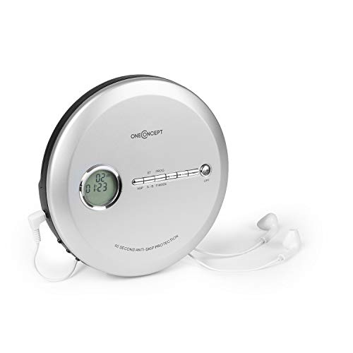 OneConcept CDC 100MP3 - Discman mit Netz- oder Batteriebetrieb, USB, Formate: CD, CD-R, CD-RW und MP3-CD, CD-Player, Bassverstärkung, Programmierfunktion, LCD-Anzeige, inkl., Silber von Oneconcept