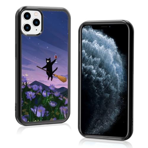 Handyhülle mit niedlichem Besen, lustige Katze, violettes Blumenmuster, iPhone 11 Pro Max, rutschfestes Design und Stoßdämpfung, Handyhülle für Teenager, Mädchen, Jungen, Frauen und Männer (iPhone - Handyhülle mit niedlichem Besen, lustige Katze, violettes Blumenmuster, iPhone 11 Pro Max, rutschfestes Design und Stoßdämpfung, Handyhülle für Teenager, Mädchen, Jungen, Frauen und Männer (iPhone - von Onemiliayears