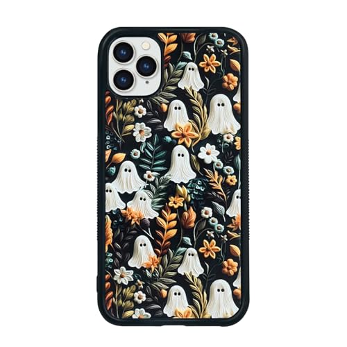 Niedliche kleine gruselige Halloween-Geist-Handyhülle, Blumengeist, iPhone 11 Pro Max Hülle, rutschfestes Musterdesign, weiche Silikagel-Rahmenstütze, Handyhülle für Teenager-Mädchen und Jungen, Niedliche kleine gruselige Halloween-Geist-Handyhülle, Blumengeist, iPhone 11 Pro Max Hülle, rutschfestes Musterdesign, weiche Silikagel-Rahmenstütze, Handyhülle für Teenager-Mädchen und Jungen, von Onemiliayears