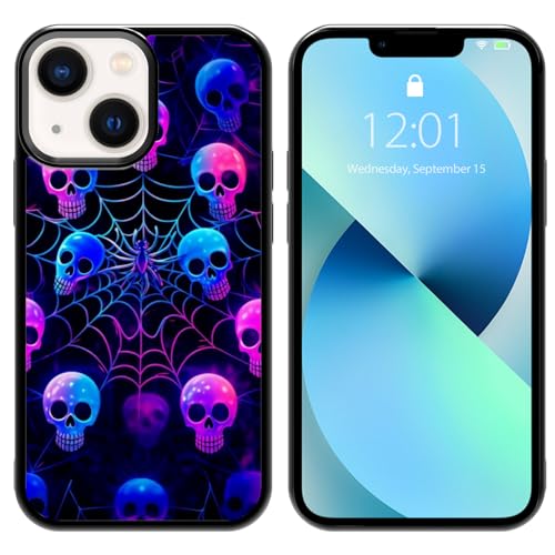 Onemiliayears Coole lila gruselige Halloween-Totenkopf-Handyhülle, Spinnennetz, iPhone 13 Mini-Hülle, rutschfestes Musterdesign, weicher Silikagel-Rahmen, Unterstützung für Teenager, Mädchen und Onemiliayears Coole lila gruselige Halloween-Totenkopf-Handyhülle, Spinnennetz, iPhone 13 Mini-Hülle, rutschfestes Musterdesign, weicher Silikagel-Rahmen, Unterstützung für Teenager, Mädchen und von Onemiliayears