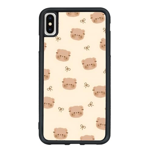 Onemiliayears Niedliche lustige Teddybär-Schleife Handyhülle: Kawaii-Cartoon, ästhetisch, kompatibel mit iPhone X/XS, Hülle für Damen und Mädchen (iPhone X/XS) von Onemiliayears