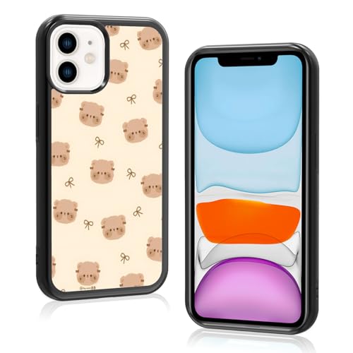 Onemiliayears Schutzhülle für iPhone 11 mit süßer, lustiger Teddybär-Schleife: Kawaii-Cartoon, Braun, ästhetisch, kompatibel mit iPhone 11, für Damen und Mädchen (iPhone 11) von Onemiliayears