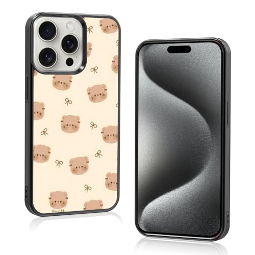 Onemiliayears Schutzhülle für iPhone 15 Pro, Motiv: Kawaii-Cartoon, Braun, ästhetisch, kompatibel mit iPhone 15 Pro, für Damen und Mädchen (iPhone 15 Pro) von Onemiliayears