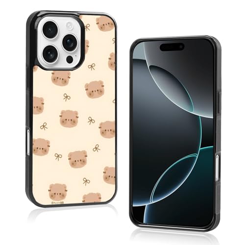Onemiliayears Schutzhülle für iPhone 16 Pro, Motiv: Kawaii-Cartoon, Braun, ästhetisch, kompatibel mit iPhone 16 Pro, für Damen und Mädchen (iPhone 16 Pro) von Onemiliayears