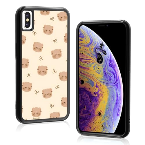Onemiliayears Schutzhülle für iPhone Xs Max mit niedlicher lustiger Teddybär-Schleife: Kawaii-Cartoon-Optik, Braun, ästhetisch, kompatibel mit iPhone Xs Max von Onemiliayears
