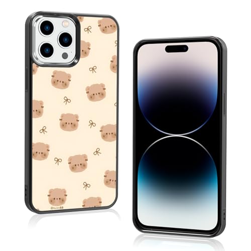 Onemiliayears Schutzhülle mit süßer, lustiger Teddybär-Schleife: Kawaii-Cartoon-Optik, ästhetisch, kompatibel mit iPhone 14 Pro Max, Hülle für Damen und Mädchen (iPhone 14 PM) von Onemiliayears