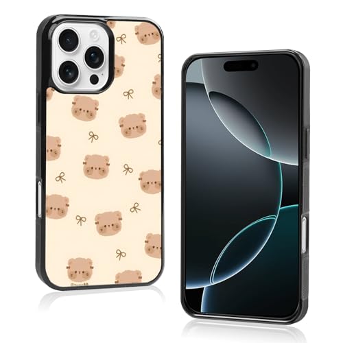 Onemiliayears Schutzhülle mit süßer, lustiger Teddybär-Schleife: Kawaii-Cartoon-Optik, ästhetisch, kompatibel mit iPhone 16 Pro Max, Hülle für Damen und Mädchen (iPhone 16 PM) von Onemiliayears