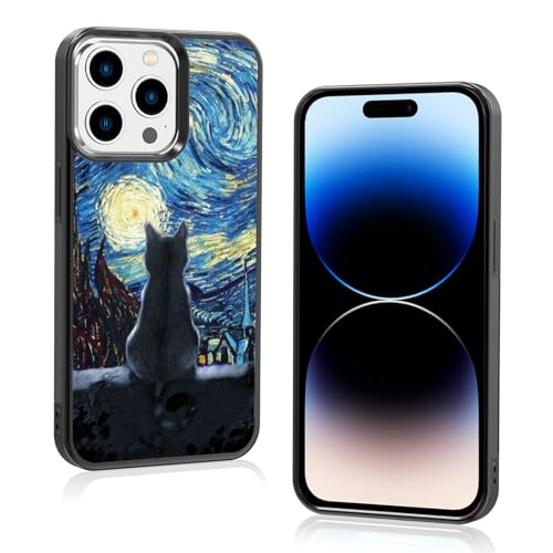 Onemiliayears Schwarze süße Katze iPhone 15 Pro Hülle, Van Gogh niedliche Katze iPhone Hülle, rutschfestes Muster Design und Stoßdämpfung, weiche Silikagel-Rahmenunterstützung, schwarze Handyhülle für Onemiliayears Schwarze süße Katze iPhone 15 Pro Hülle, Van Gogh niedliche Katze iPhone Hülle, rutschfestes Muster Design und Stoßdämpfung, weiche Silikagel-Rahmenunterstützung, schwarze Handyhülle für von Onemiliayears