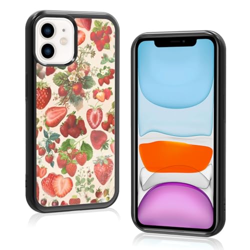 Onemiliayears Süße Erdbeer-Handyhülle: Kawaii-Frühling, bunt, Retro-Ästhetik, kompatibel mit iPhone 11, Hülle für Damen und Mädchen (iPhone 11) von Onemiliayears