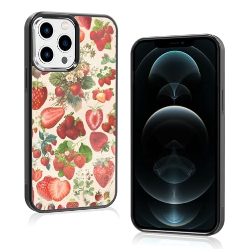 Onemiliayears Süße Erdbeer-Handyhülle: Kawaii-Frühling, bunt, Retro-Ästhetik, kompatibel mit iPhone 12 Pro Max, Hülle für Damen und Mädchen (iPhone 12 Pro Max) von Onemiliayears