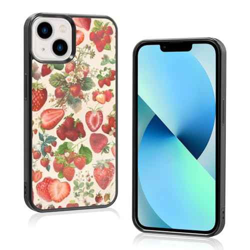 Onemiliayears Süße Erdbeer-Handyhülle: Kawaii-Frühling, bunt, Retro-Ästhetik, kompatibel mit iPhone 13/14, Hülle für Damen und Mädchen (iPhone 13/14) von Onemiliayears