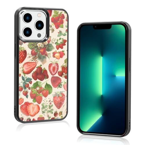 Onemiliayears Süße Erdbeer-Handyhülle: Kawaii-Frühling, bunt, Retro-Ästhetik, kompatibel mit iPhone 13 Pro, Hülle für Damen und Mädchen (iPhone 13 Pro) von Onemiliayears