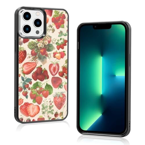 Onemiliayears Süße Erdbeer-Handyhülle: Kawaii-Frühling, bunt, Retro-Ästhetik, kompatibel mit iPhone 13 Pro Max, Hülle für Damen und Mädchen (iPhone 13PM) von Onemiliayears