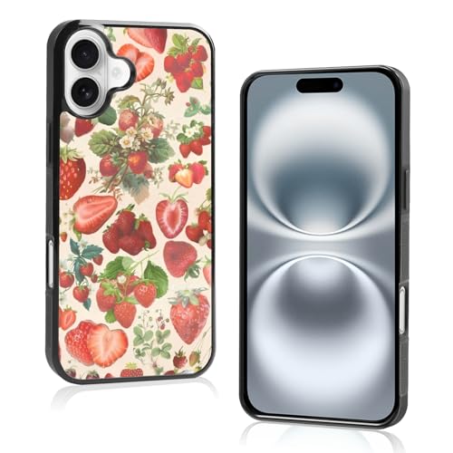 Onemiliayears Süße Erdbeer-Handyhülle: Kawaii-Frühling, bunt, Retro-Ästhetik, kompatibel mit iPhone 16 Plus, Hülle für Damen und Mädchen (iPhone 16Plus) von Onemiliayears
