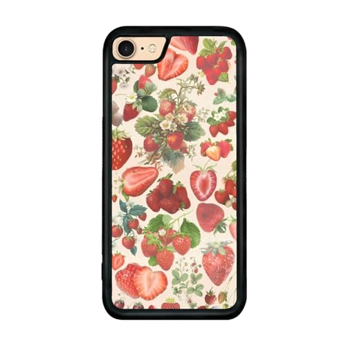 Onemiliayears Süße Erdbeer-Handyhülle: Kawaii-Frühling, bunt, Retro-Ästhetik, kompatibel mit iPhone 7/8/Se, Hülle für Damen und Mädchen (iPhone 7/8/SE) von Onemiliayears