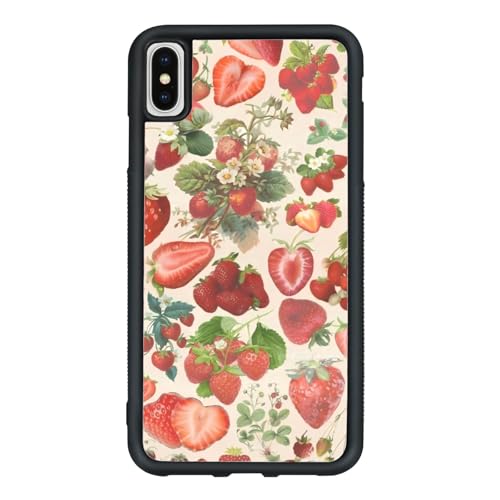 Onemiliayears Süße Erdbeeren-Handyhülle: Kawaii-Frühling, bunt, Retro-Ästhetik, kompatibel mit iPhone X/Xs, Hülle für Damen und Mädchen (iPhone X/Xs) von Onemiliayears