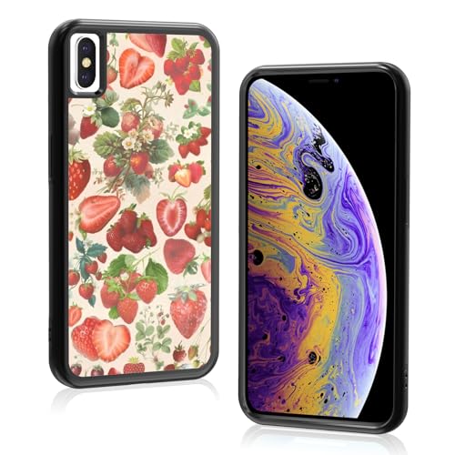 Onemiliayears Süße Erdbeeren-Handyhülle: Kawaii-Frühling, bunt, Retro-Ästhetik, kompatibel mit iPhone Xs Max Hülle für Damen und Mädchen (iPhone Xs Max) von Onemiliayears