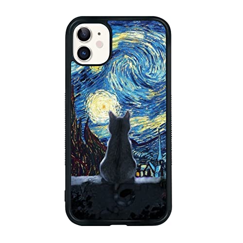 Schwarze süße Katze iPhone 11 Hülle – 6,1 Zoll Van Gogh Süße Katze iPhone Hülle, rutschfestes Muster Design und Stoßdämpfung, weiche Silikagel-Rahmenunterstützung, schwarze Handyhülle für Schwarze süße Katze iPhone 11 Hülle – 6,1 Zoll Van Gogh Süße Katze iPhone Hülle, rutschfestes Muster Design und Stoßdämpfung, weiche Silikagel-Rahmenunterstützung, schwarze Handyhülle für von Onemiliayears