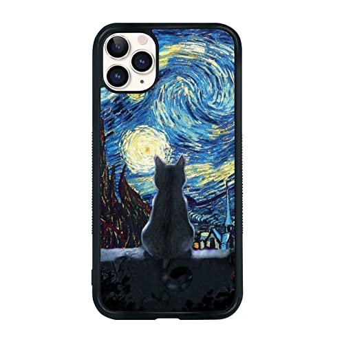 Schwarze süße Katze iPhone 11 Pro Hülle – 5,8 Zoll Van Gogh Süße Katze iPhone Hülle, rutschfestes Muster Design und Stoßdämpfung, weiche Silikagel-Rahmenunterstützung, schwarze Handyhülle für Schwarze süße Katze iPhone 11 Pro Hülle – 5,8 Zoll Van Gogh Süße Katze iPhone Hülle, rutschfestes Muster Design und Stoßdämpfung, weiche Silikagel-Rahmenunterstützung, schwarze Handyhülle für von Onemiliayears