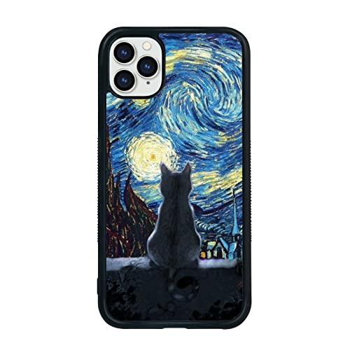 Schwarze süße Katze iPhone 11 Pro Max Hülle - 6,1 Zoll Van Gogh Süße Katze iPhone Hülle, rutschfestes Muster Design und Stoßdämpfung, weiche Silikagel-Rahmenunterstützung, schwarze Handyhülle für Schwarze süße Katze iPhone 11 Pro Max Hülle - 6,1 Zoll Van Gogh Süße Katze iPhone Hülle, rutschfestes Muster Design und Stoßdämpfung, weiche Silikagel-Rahmenunterstützung, schwarze Handyhülle für von Onemiliayears