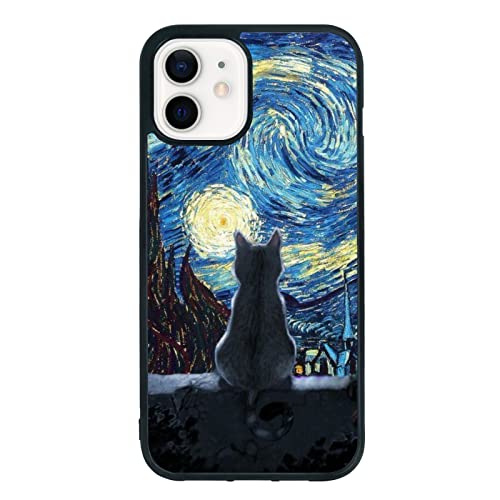 Schutzhülle für iPhone 12/12 Pro mit süßer Katze, 15,5 cm (6,1 Zoll), Van Gogh, rutschfestes Muster und Stoßdämpfung, weiches Silikagel, Rahmenunterstützung, schwarze Handyhülle für Teenager-Mädchen Schutzhülle für iPhone 12/12 Pro mit süßer Katze, 15,5 cm (6,1 Zoll), Van Gogh, rutschfestes Muster und Stoßdämpfung, weiches Silikagel, Rahmenunterstützung, schwarze Handyhülle für Teenager-Mädchen von Onemiliayears