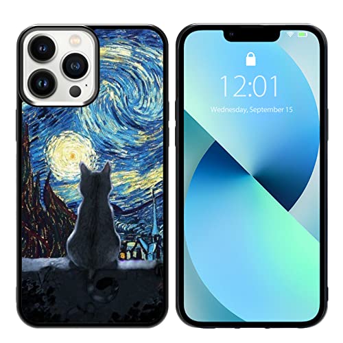 Schwarze süße Katze iPhone 13 Pro Max Hülle - 6,7 Zoll Van Gogh Süße Katze iPhone Hülle, rutschfestes Muster Design und Stoßdämpfung, weiche Silikagel-Rahmenunterstützung, schwarze Handyhülle für Schwarze süße Katze iPhone 13 Pro Max Hülle - 6,7 Zoll Van Gogh Süße Katze iPhone Hülle, rutschfestes Muster Design und Stoßdämpfung, weiche Silikagel-Rahmenunterstützung, schwarze Handyhülle für von Onemiliayears
