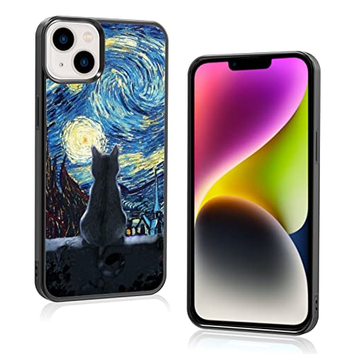 Schwarze süße Katze iPhone 14 Plus Hülle – 6,7 Zoll Van Gogh Süße Katze iPhone Hülle, rutschfestes Muster Design und Stoßdämpfung, weiche Silikagel-Rahmenunterstützung, schwarze Handyhülle für Schwarze süße Katze iPhone 14 Plus Hülle – 6,7 Zoll Van Gogh Süße Katze iPhone Hülle, rutschfestes Muster Design und Stoßdämpfung, weiche Silikagel-Rahmenunterstützung, schwarze Handyhülle für von Onemiliayears