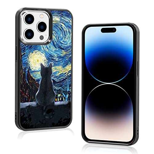 Schwarze süße Katze iPhone 14 Pro Hülle – 6,1 Zoll Van Gogh Süße Katze iPhone Hülle, rutschfestes Muster Design und Stoßdämpfung, weiche Silikagel-Rahmenunterstützung, schwarze Handyhülle für Schwarze süße Katze iPhone 14 Pro Hülle – 6,1 Zoll Van Gogh Süße Katze iPhone Hülle, rutschfestes Muster Design und Stoßdämpfung, weiche Silikagel-Rahmenunterstützung, schwarze Handyhülle für von Onemiliayears