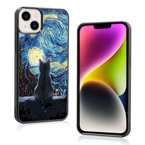 Schwarze süße Katze iPhone 15 Plus Hülle – 5,95 Zoll Van Gogh Süße Katze iPhone Hülle, rutschfestes Muster Design und Stoßdämpfung, weiche Silikagel-Rahmenunterstützung, schwarze Handyhülle für Schwarze süße Katze iPhone 15 Plus Hülle – 5,95 Zoll Van Gogh Süße Katze iPhone Hülle, rutschfestes Muster Design und Stoßdämpfung, weiche Silikagel-Rahmenunterstützung, schwarze Handyhülle für von Onemiliayears