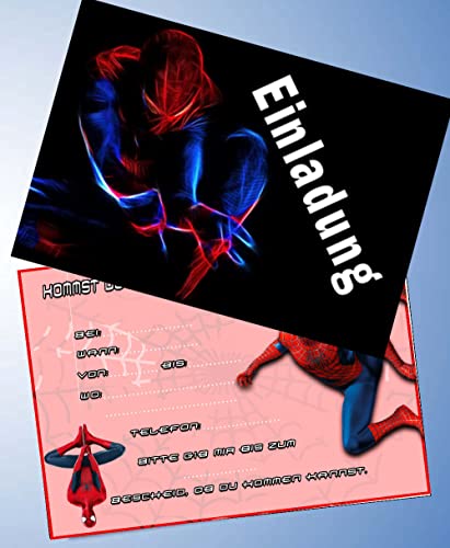 000 10 Einladungskarten für Geburtstag Partys und Kindergeburtstag kompatibel mit Spiderman Nr. 4 von Onetobye
