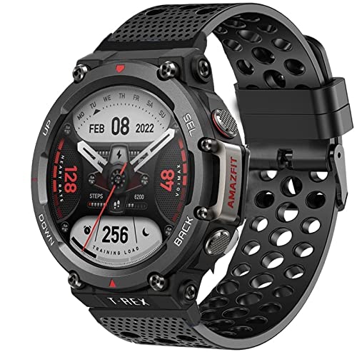Onetuo Armband Kompatibel Für Amazfit T-Rex 2, Sport Silikon Classic Ersatz Uhrenarmband Für Amazfit T-Rex 2 Smartwatch (Schwarz) von Onetuo