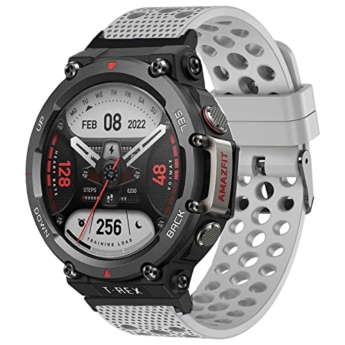 Onetuo Armband Kompatibel Für Amazfit T-Rex 2, Sport Silikon Classic Ersatz Uhrenarmband Für Amazfit T-Rex 2 Smartwatch (grau) von Onetuo