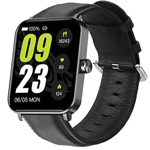 Onetuo Armband Kompatibel Für HUAKUA G50 Smartwatch, Leder Classic Ersatz Uhrenarmband Für HUAKUA Smartwatch G50 (Schwarz) von Onetuo