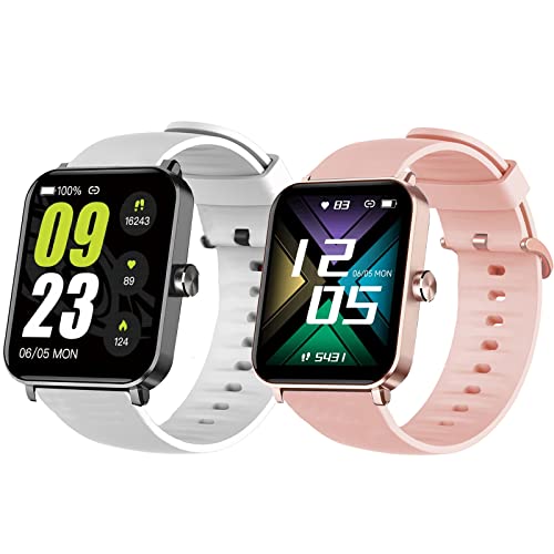 Onetuo Armband Kompatibel Für HUAKUA G50 Smartwatch, Sport Silikon Classic Ersatz Uhrenarmband Für HUAKUA G50 Smartwatch (Weiß+Rosa) von Onetuo