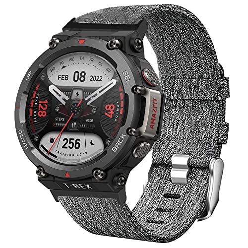 Onetuo Armband Kompatibel für Amazfit T-Rex 2 Smartwatch, Nylon Strick Replacement Uhrenarmband für Amazfit T-Rex 2 Smartwatch (grau) von Onetuo