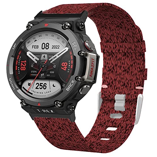 Onetuo Armband Kompatibel für Amazfit T-Rex 2 Smartwatch, Nylon Strick Replacement Uhrenarmband für Amazfit T-Rex 2 Smartwatch (rot) von Onetuo