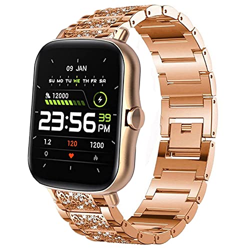 Onetuo Armband Kompatibel für Findtime 1.7 Zoll, Damen Metall Band Premium Edelstahl Bracelet Gurt für Findtime 1.7 Zoll Smartwatch (Roségold) von Onetuo