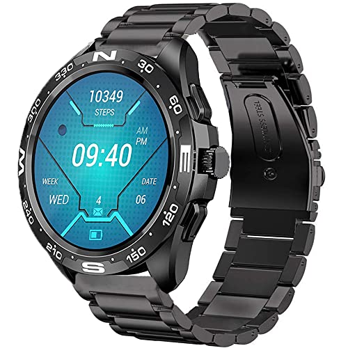 Onetuo Armband Kompatibel mit LEMFO 1.32 Zoll Smartwatch I32, Classic Edelstahl Uhrenarmband für LEMFO I32 Smartwatch (Schwarz) von Onetuo
