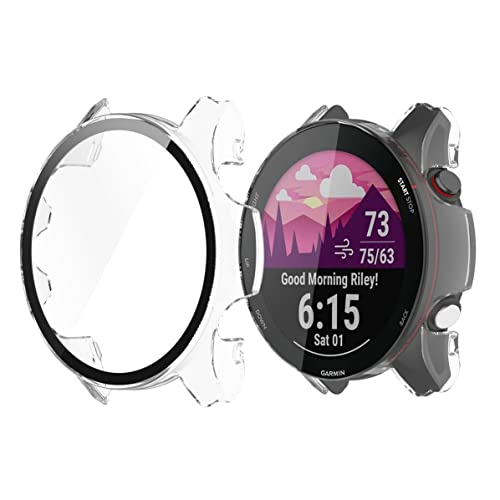 Onetuo Schutzhülle für Garmin Forerunner 255 Smartwatch, Hard PC hülle mit Glas Displayschutz kompatibel mit Garmin Forerunner 255 /255S Smartwatch (255-46mm hülle, transparent) von Onetuo