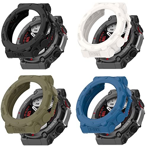 Onetuo Schutzhülle kompatibel Für Amazfit T-Rex 2 Smartwatch, Ultra dünn Silikon Schutz Hülle für Amazfit T-Rex 2 Smartwatch (4 Pack) von Onetuo
